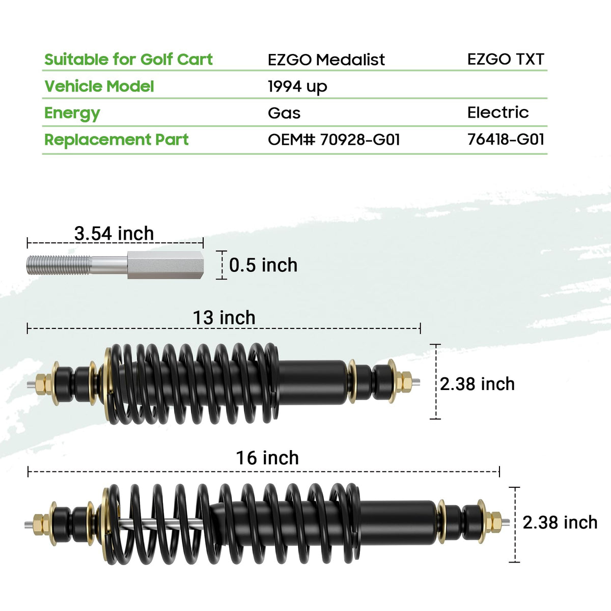 10L0L EZGO TXT/Medalist shocks installed demonstrate universal fit for 1994+ models and rugged durability