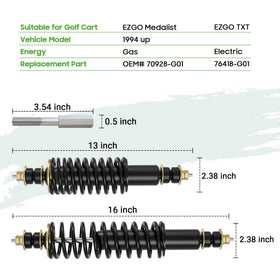 10L0L EZGO TXT/Medalist shocks installed demonstrate universal fit for 1994+ models and rugged durability