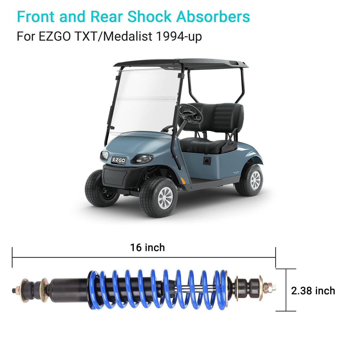 10L0L EZGO TXT/Medalist shocks for reliable on-course comfort.