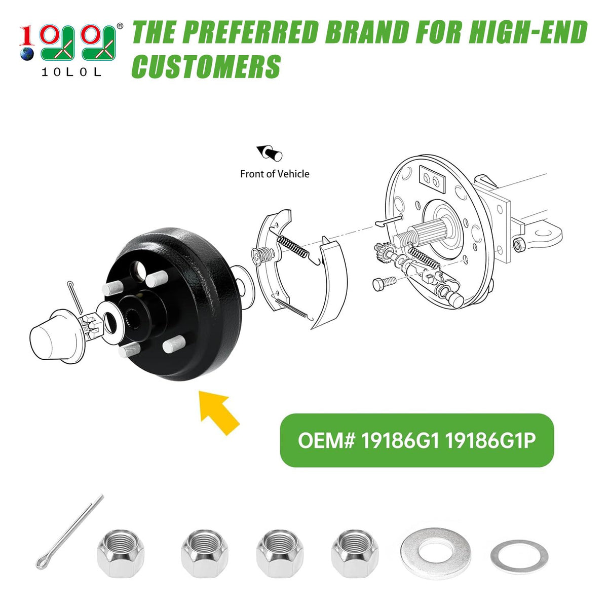 10L0L EZGO TXT rear hub close-up showing star spline design
