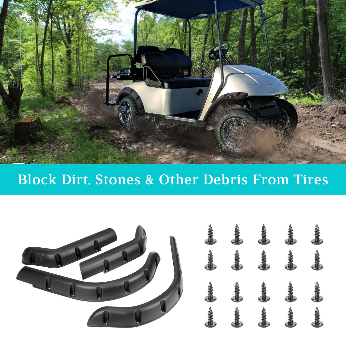 10L0L EZGO TXT rear-left fender flare protects the chassis from spray.