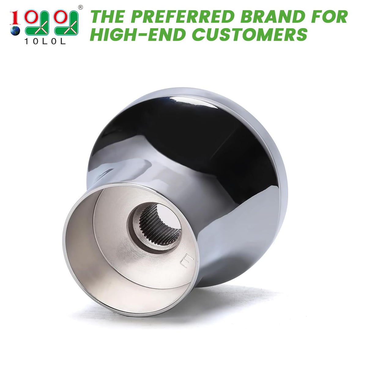 10L0L EZGO TXT RXV adapter close-up shows durable electroplated aluminum construction.