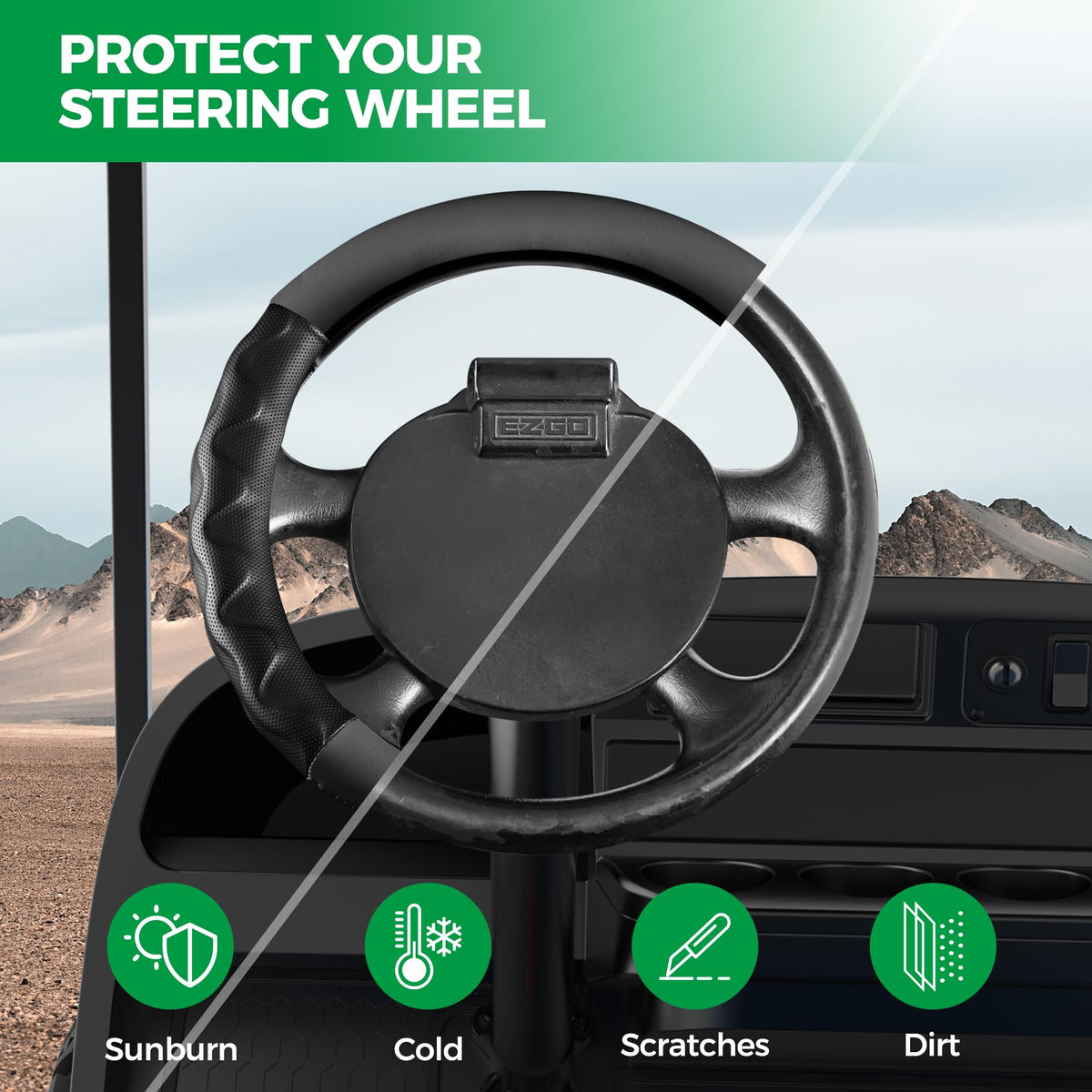 10L0L EZGO TXT RXV compatible 13-inch steering wheel cover
