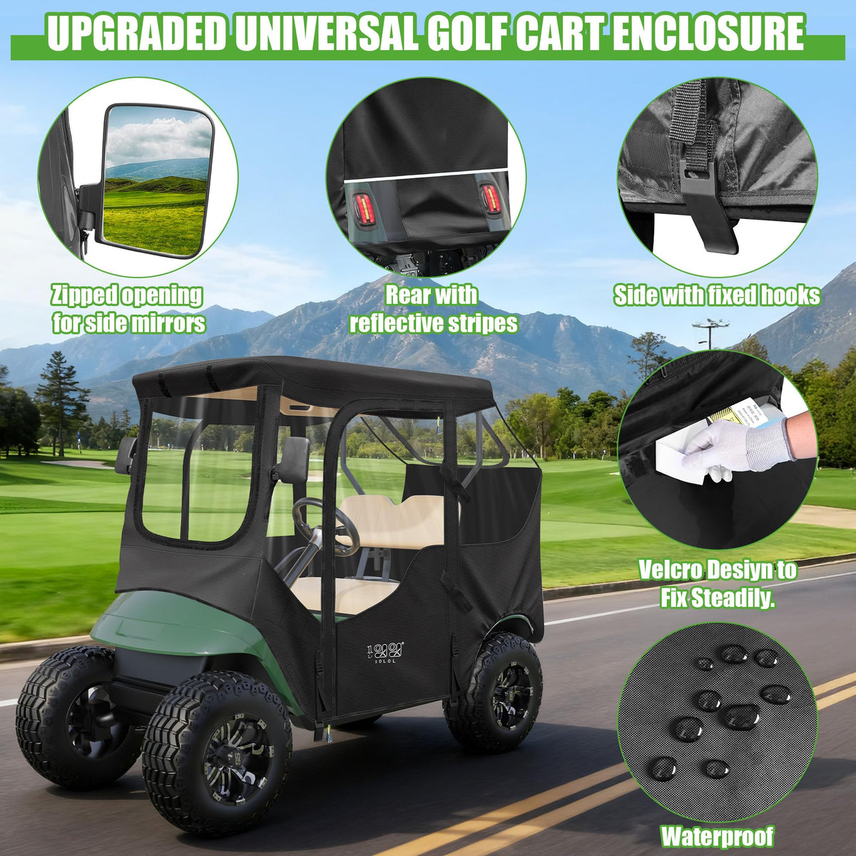 10L0L EZGO TXT/RXV enclosure dual-zipper doors for easy access