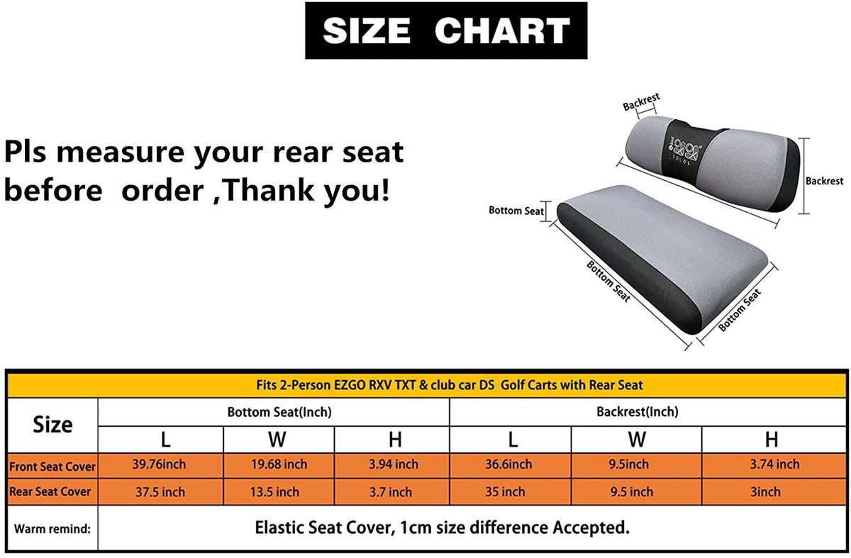 10L0L EZGO TXT RXV kit includes front and rear seat covers