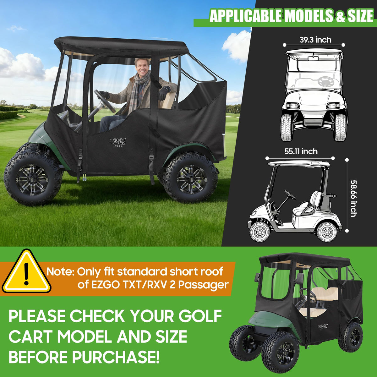 10L0L EZGO TXT/RXV enclosure features mirror cut-outs for safer driving