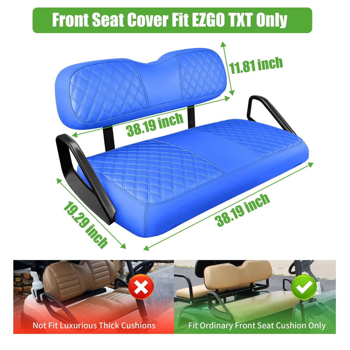 10L0L easy-care blue seat cover for ezgo txt keeps cleaning simple