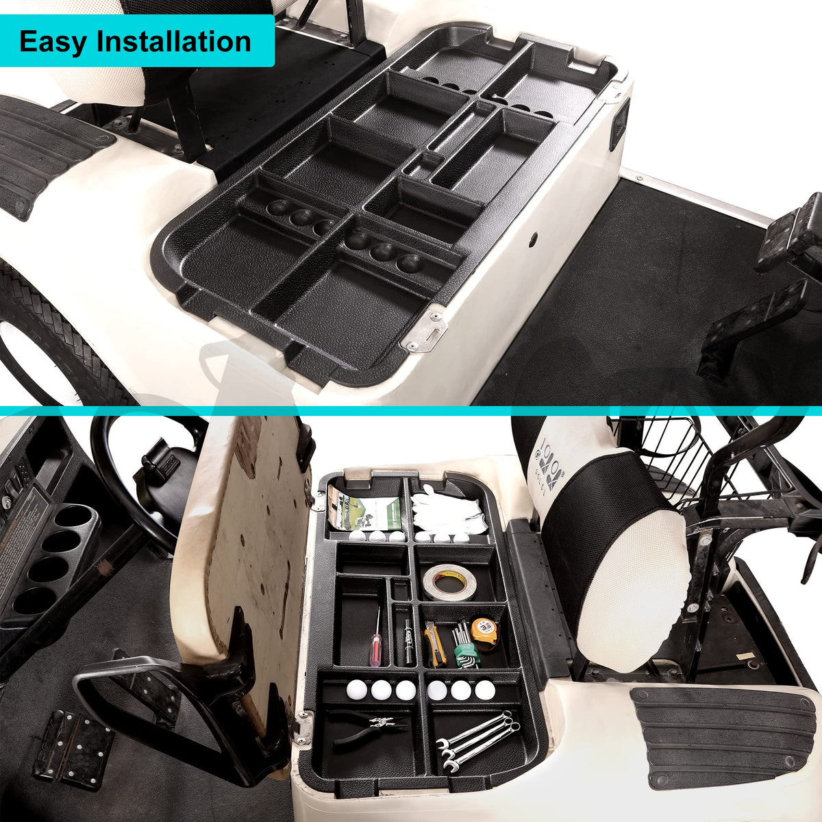 10L0L EZGO TXT tray showing premium plastic construction.