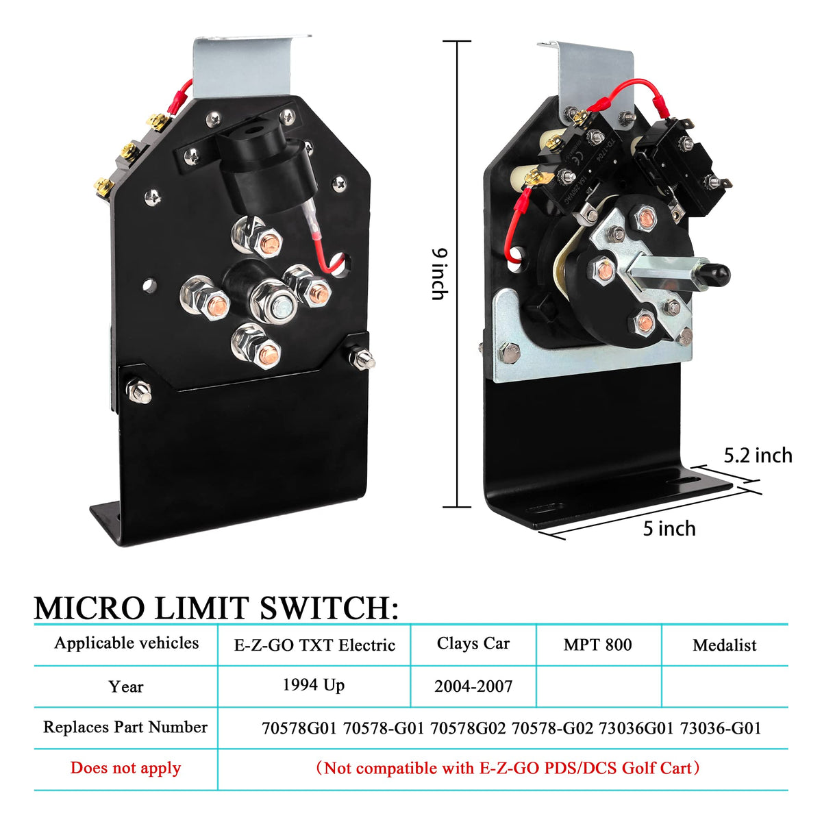 Replacement 10L0L EZGO TXT switch for 70578G01/02 and 73036G01 facilitates easy upgrade