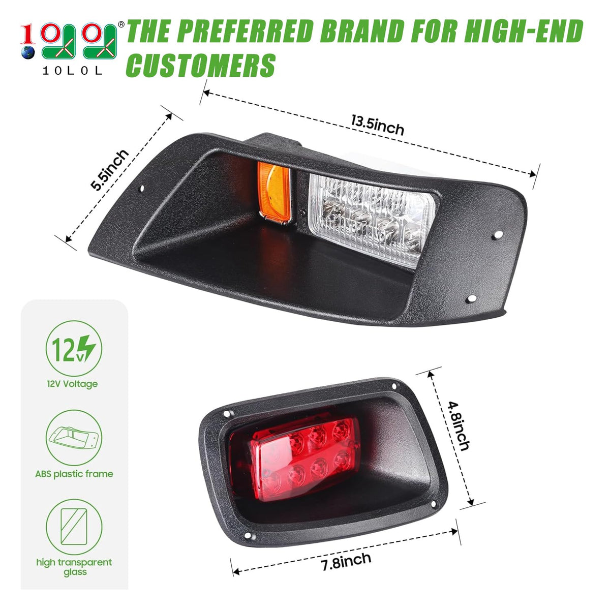 10L0L EZGO TXT tail lights enhance rear visibility and signaling.