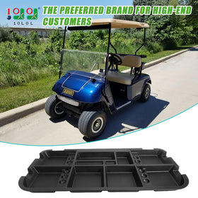10L0L EZGO TXT underseat tray installed under golf cart seat.