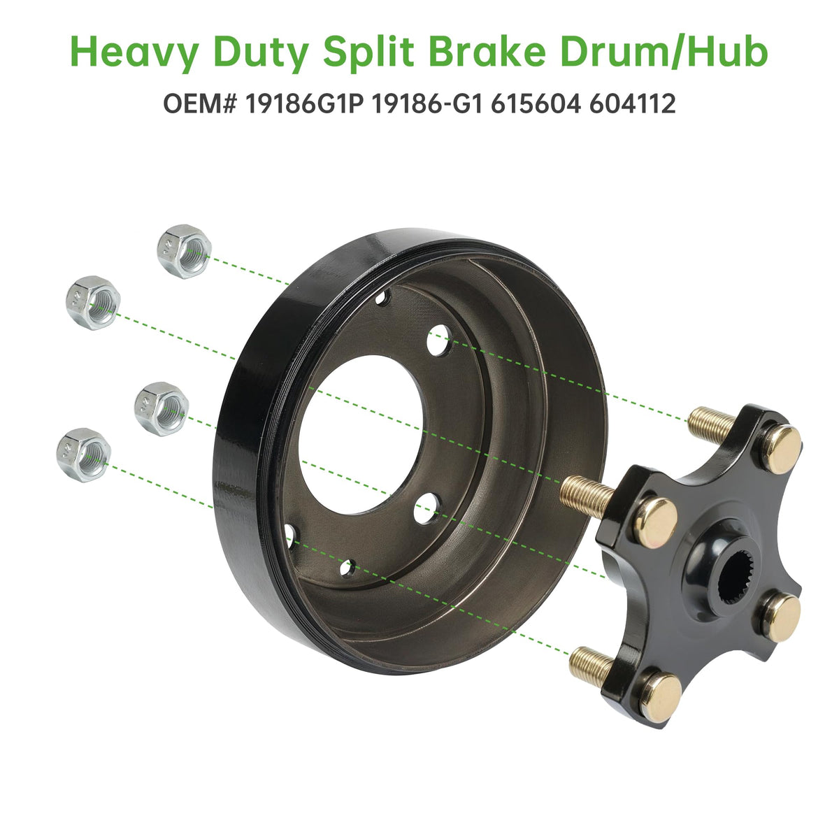 10L0L EZGO TXT wheel hub assembly installed on cart