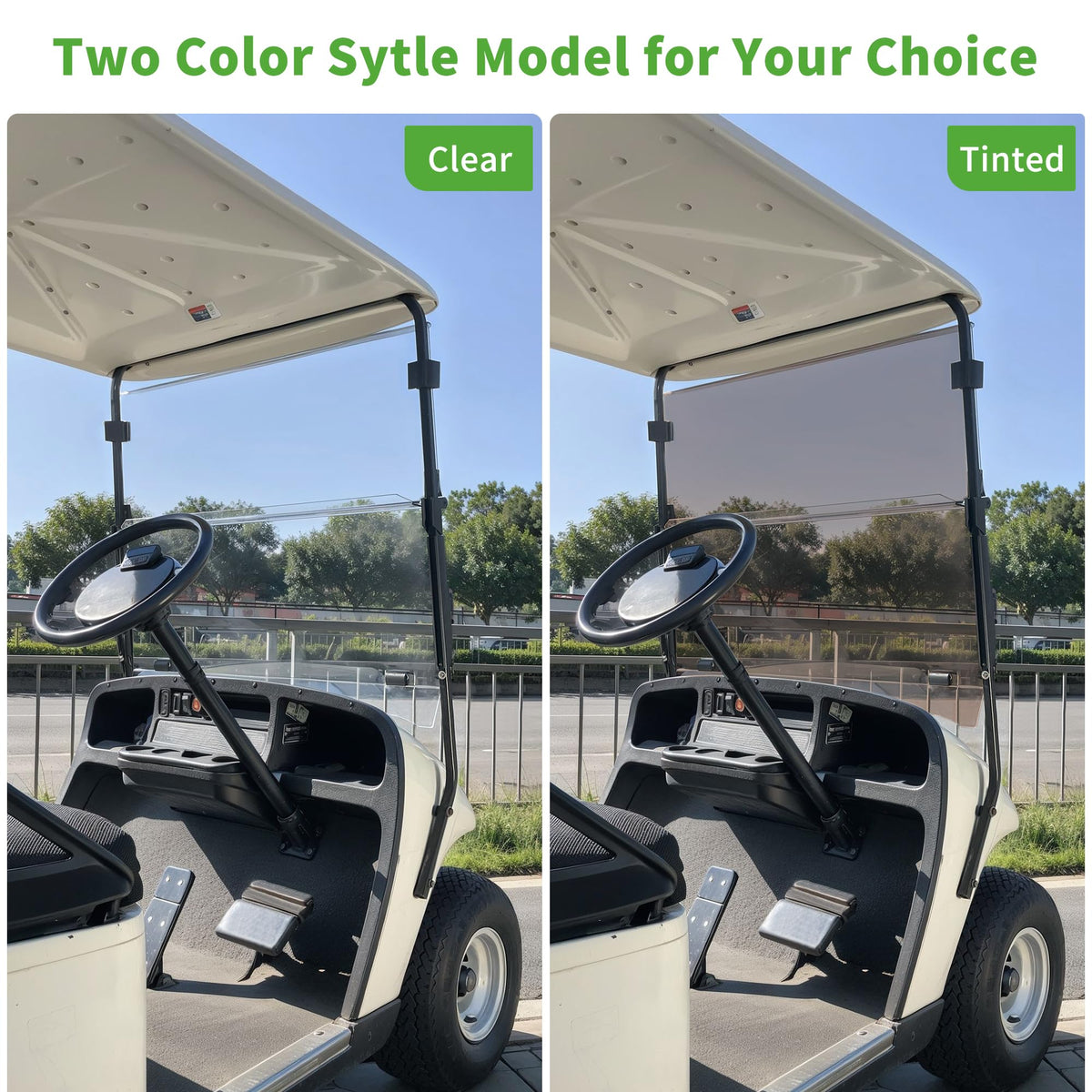 10L0L EZGO TXT windshield brackets enabling tool-free installation