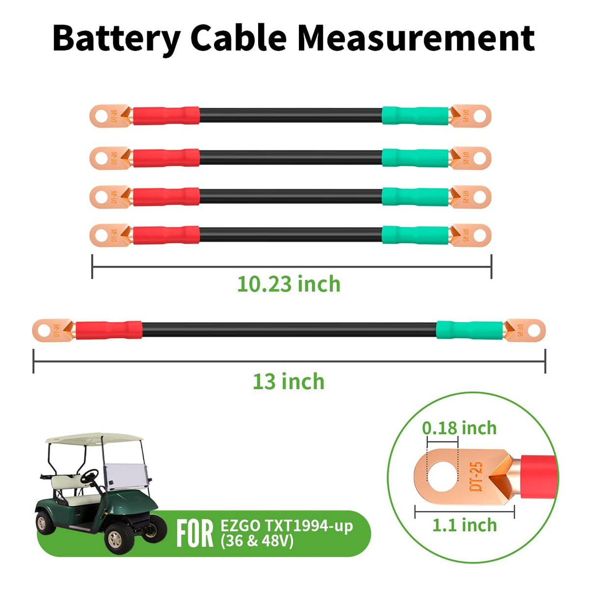10L0L five-piece set includes four 10-inch and one 13-inch cables.