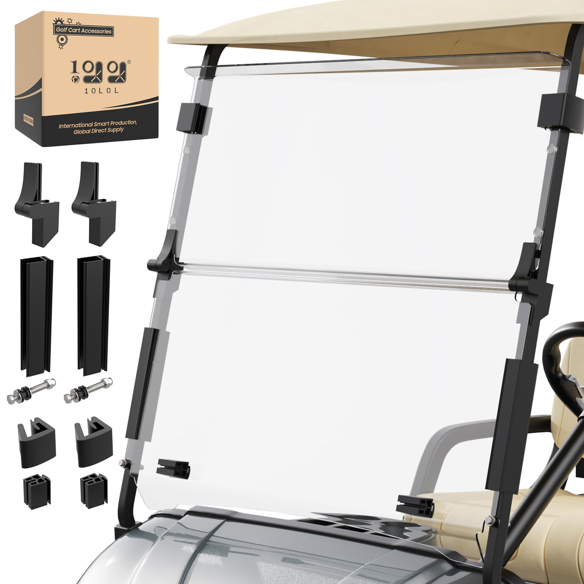 10L0L foldable windshield on Yamaha Drive G29 protects from wind and debris