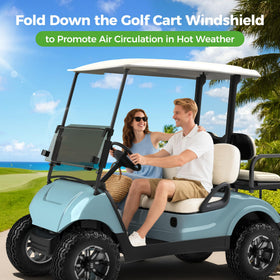 10L0L foldable windshield on Yamaha Drive 2 enabling ventilation during hot days.