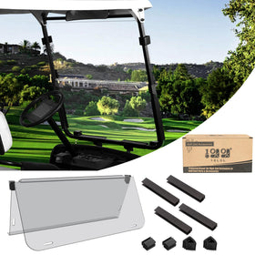 10L0L folding-down clear windshield front view provides clear visibility for Yamaha G14/G16 carts