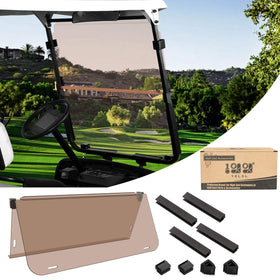 10L0L folding windshield on Yamaha golf cart front view improves visibility