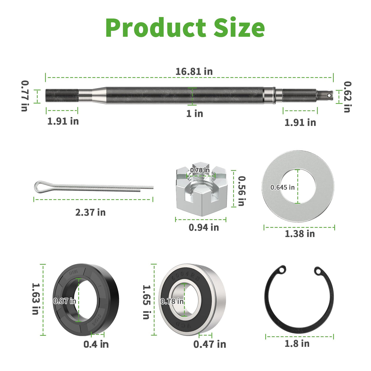 10L0L forged alloy steel EZGO axle kit highlighting rugged construction