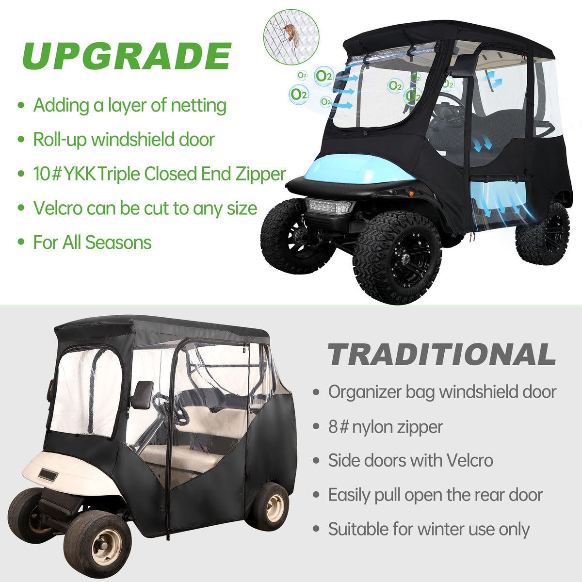 10L0L four-season enclosure delivers all-weather protection for rain, wind, and chill.