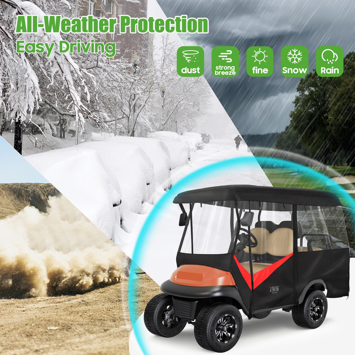 10L0L four-sided clear windows provide broad visibility while sheltering the interior.