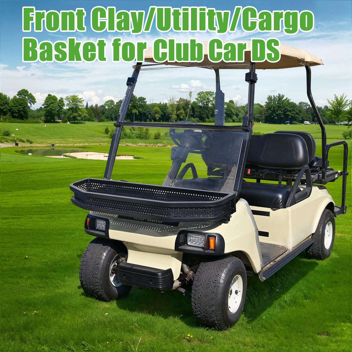10L0L black powder-coated front cargo basket enhances durability and visibility