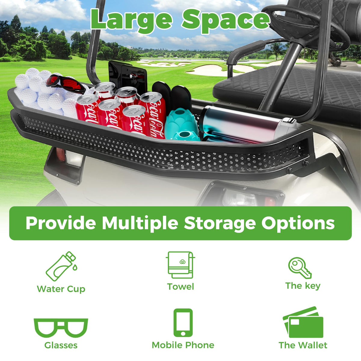 10L0L front cargo basket for Club Car DS keeps gear accessible