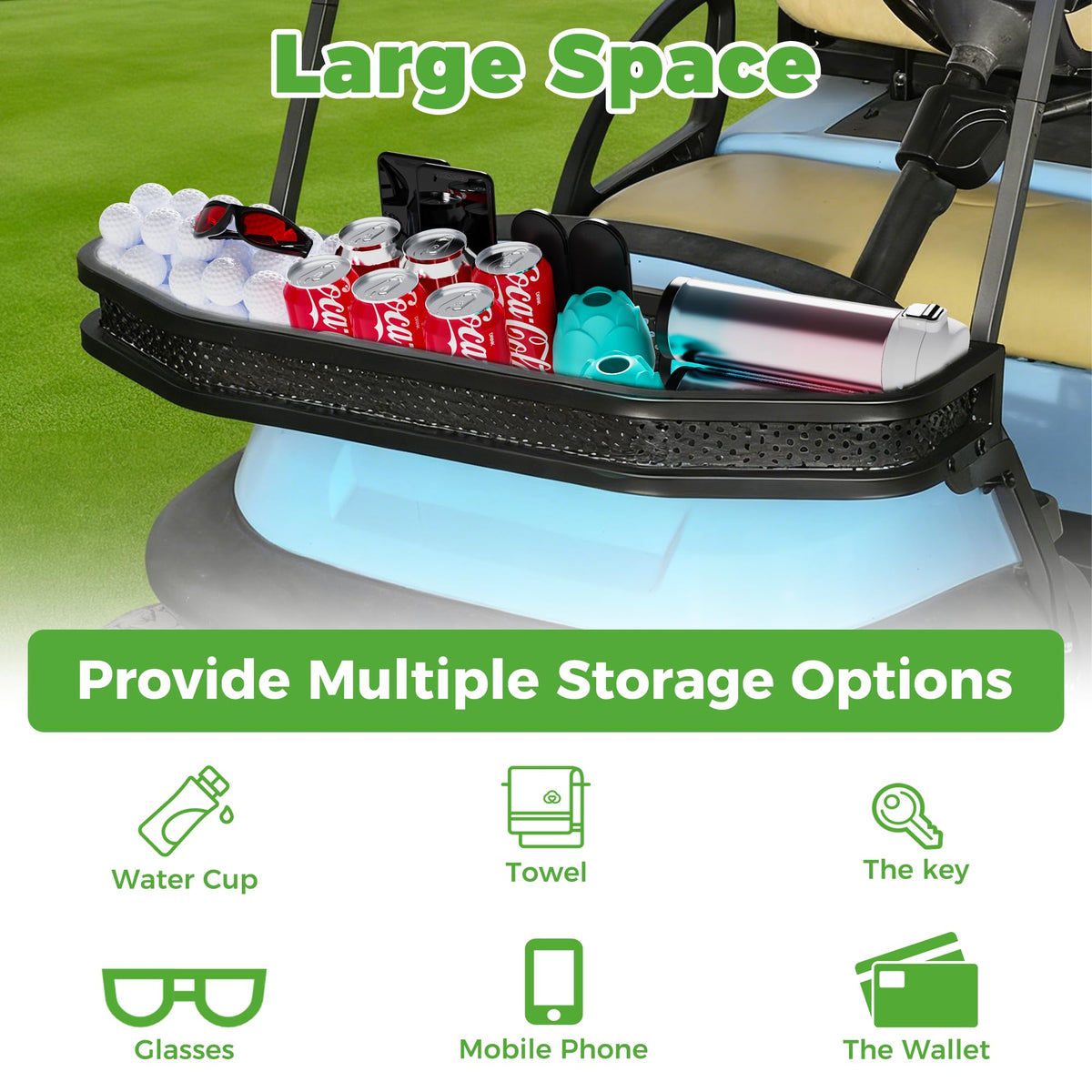 10L0L front cargo basket for Club Car DS expands carrying capacity