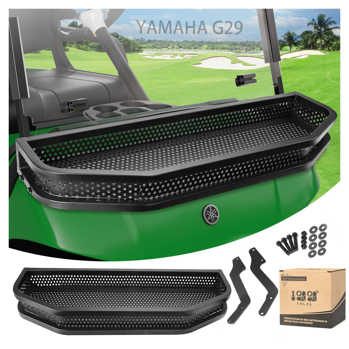 10L0L spacious front basket keeps bags and gear organized on the course.