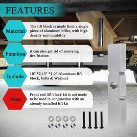 Front-end lift block by 10L0L enables easier wheel upgrade for Club Car DS.