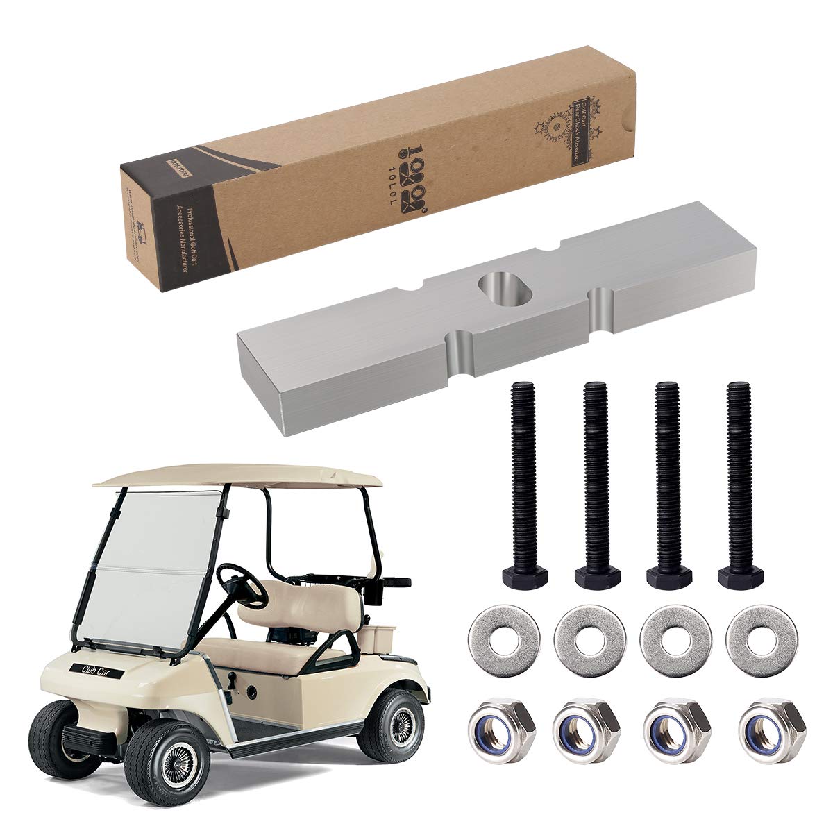 10L0L lift block kit for Club Car DS: installation-ready hardware