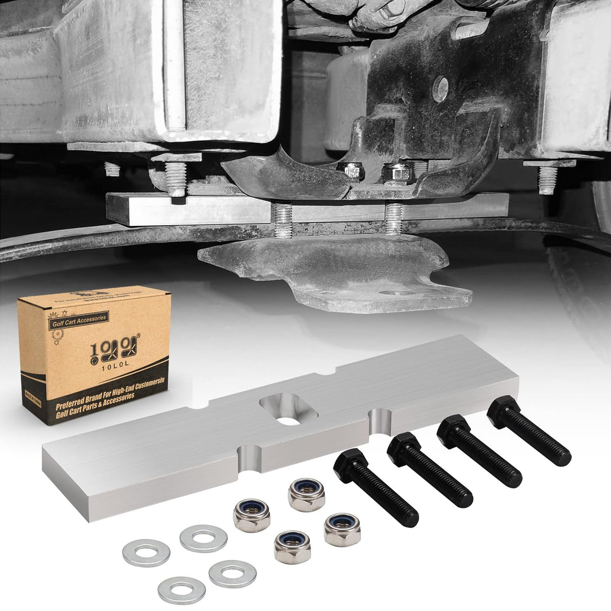 10L0L front end lift block for Club Car Precedent improves tire clearance