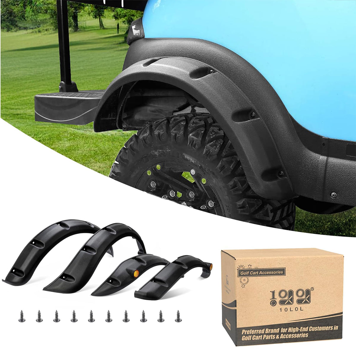 10L0L front fender flare for Club Car Precedent protects riders from debris