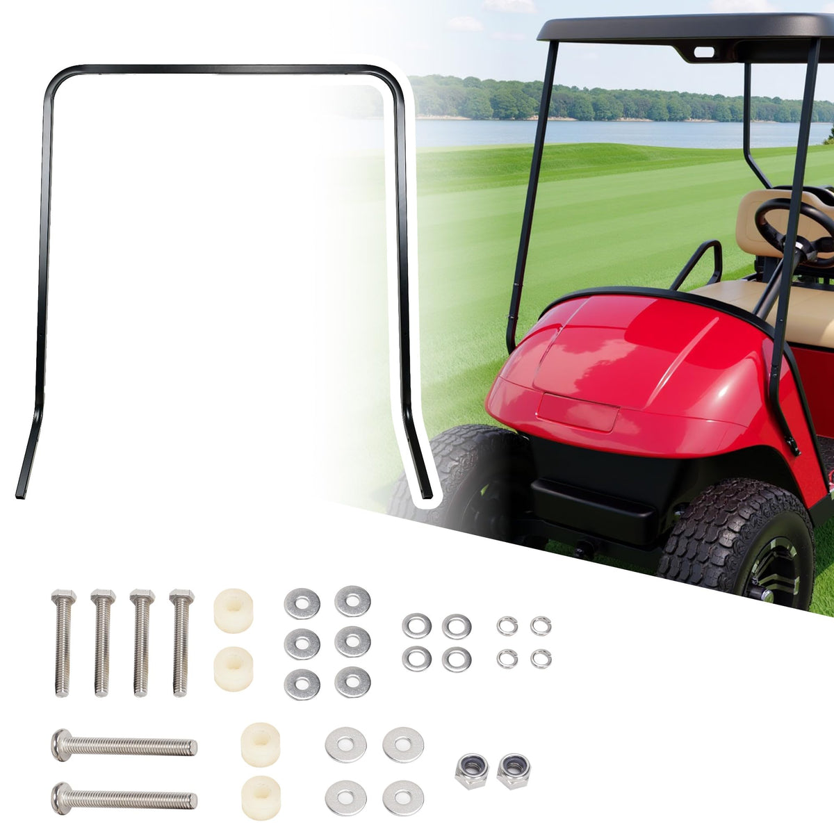 10L0L front roof top strut brackets stabilize EZGO TXT roof for smoother rides.