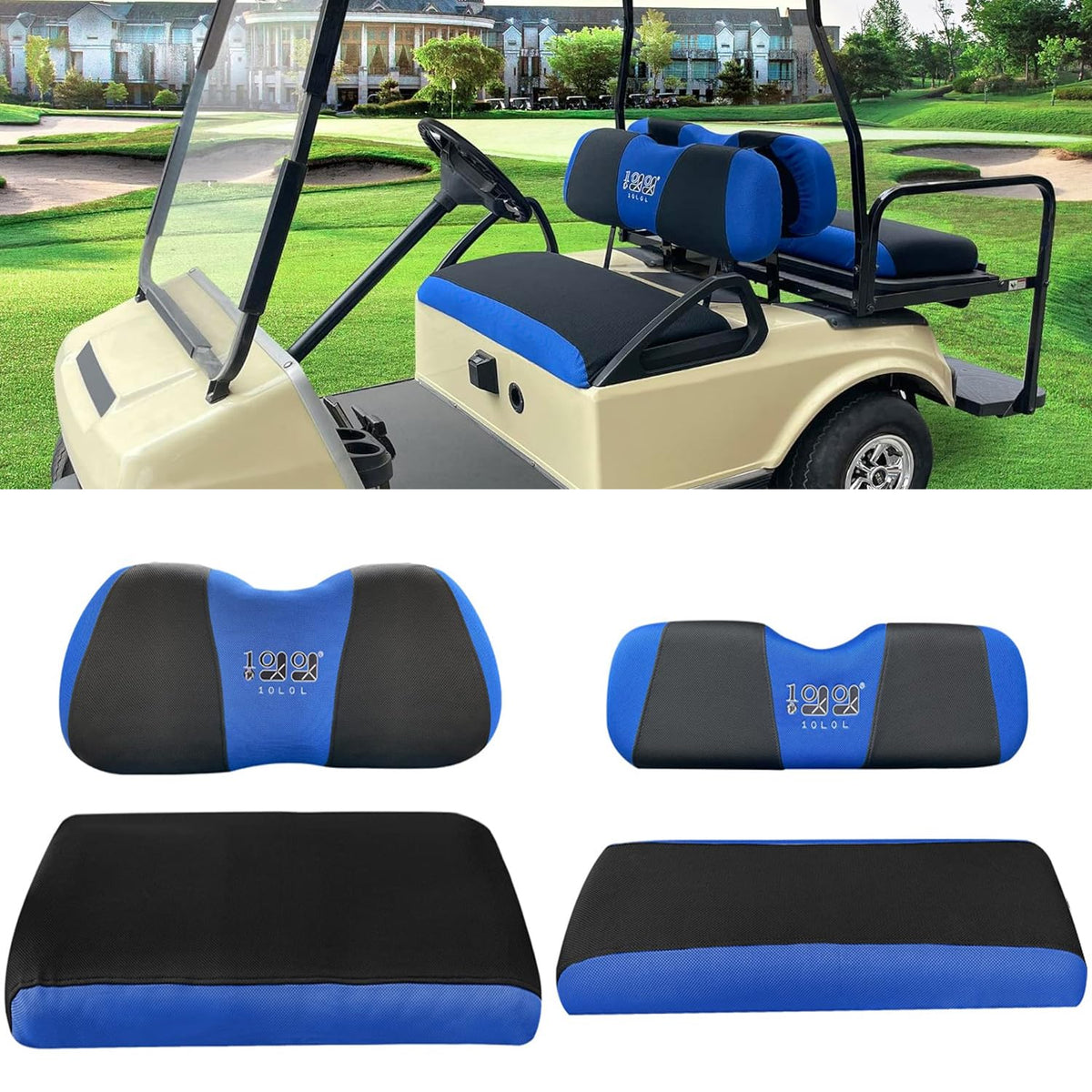 10L0L front seat cover blue for EZGO TXT RXV and Club Car DS, protects seats