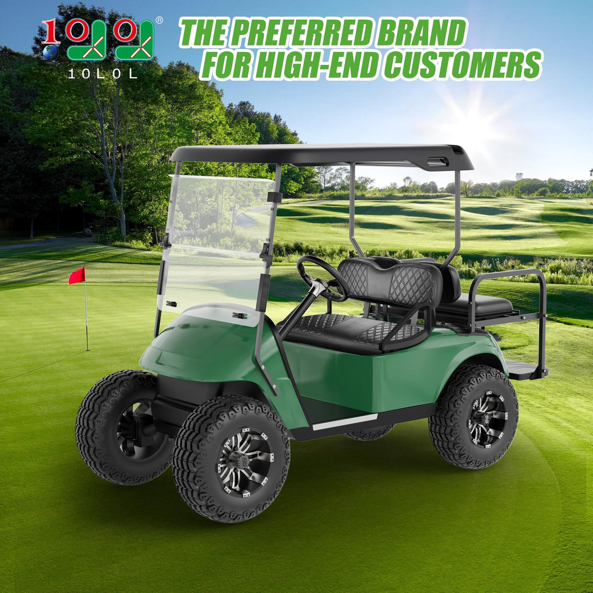 10L0L Front Seat Cover with Diamond Design enhances EZGO TXT interior aesthetics.
