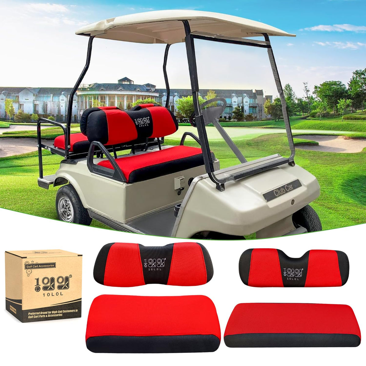 10L0L front seat cover for EZGO TXT enhances durability and grip