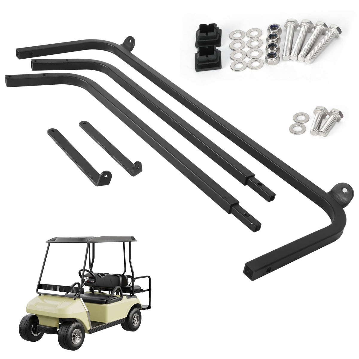 10L0L front strut brackets for Club Car DS enhance front roof support and stability.