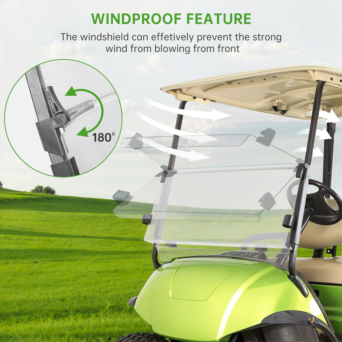 10L0L secure fit on front strut rails for Yamaha Drive G29 windshield