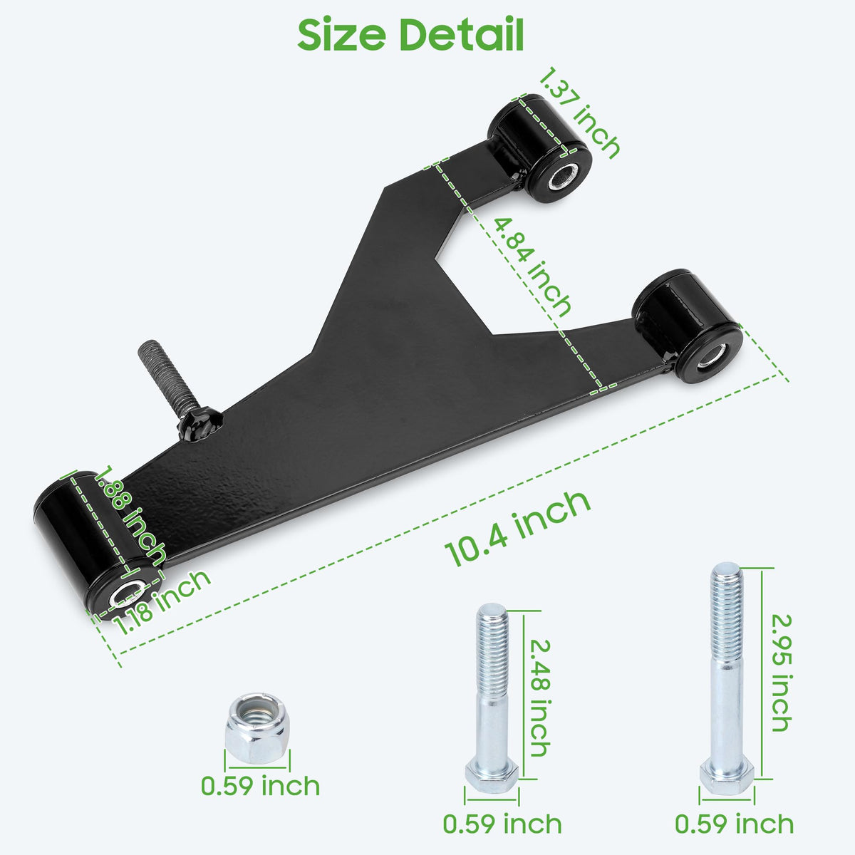 10L0L Front suspension A-arm assembly for improved ride quality on golf carts
