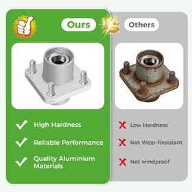 10L0L EZGO ST 350 Workhorse hub assembly includes dust caps.