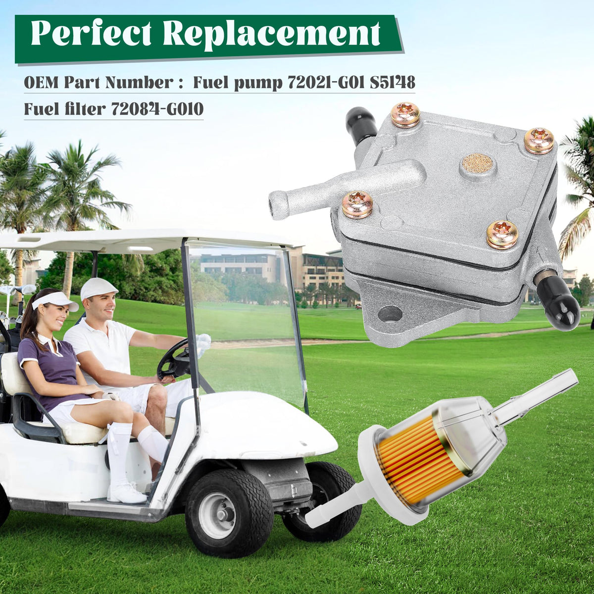 10L0L fuel pump kit components include filter, lines, and clamps for easy replacement.