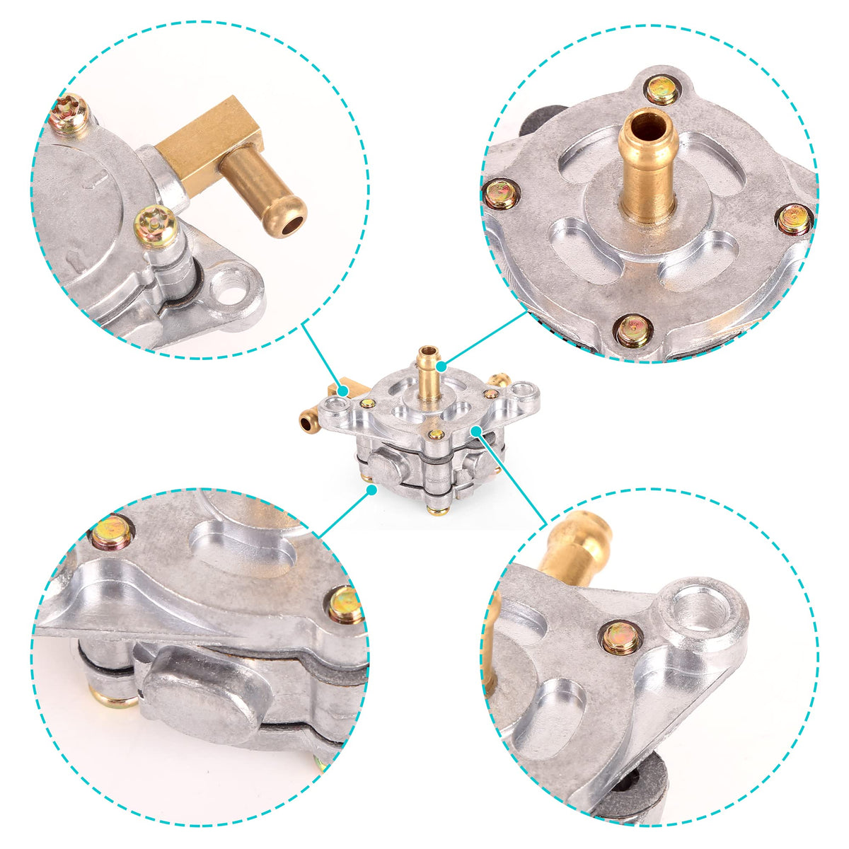 10L0L Yamaha G1/G3 fuel pump rear view, compact and durable housing.