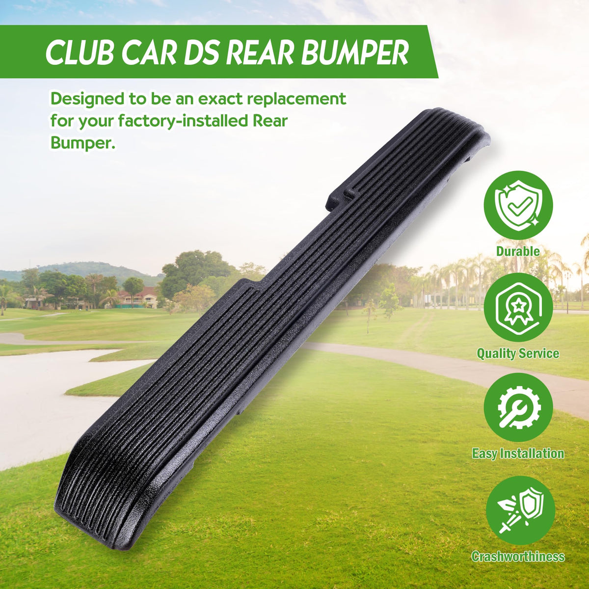 10L0L full-width rear bumper preserves look while adding protection for Club Car DS