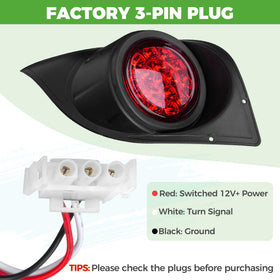 10L0L 12V compatible taillights designed for golf carts.