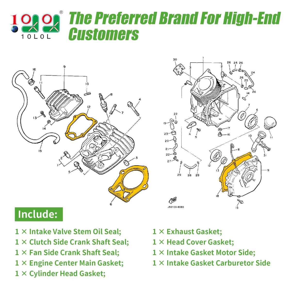 10L0L Yamaha gasket kit manifold gasket ensures tight fit between intake and engine