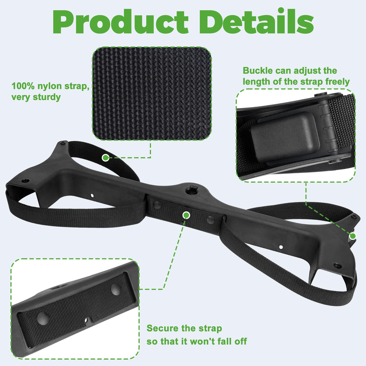 Easy-install kit with bag strap and locking buckles for quick setup