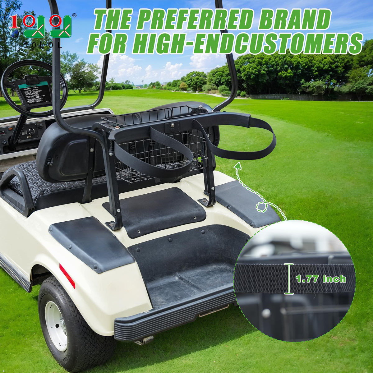 10L0L golf bag attachment bar enables quick club access on the course