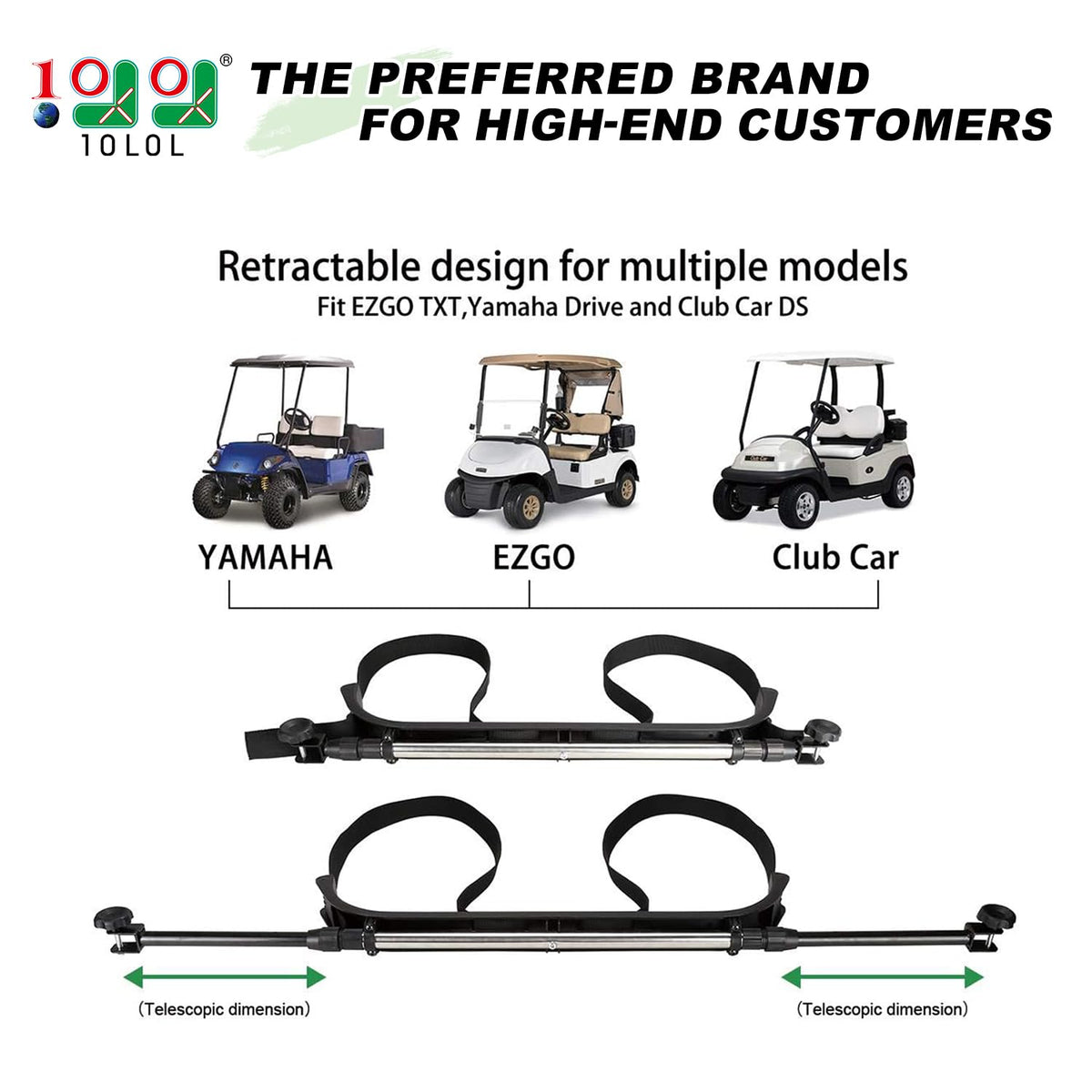 10L0L golf bag attachment rack provides sturdy, anti-slip support.