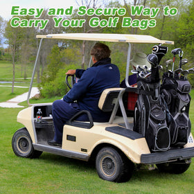 10L0L golf bag security straps add stability on uneven terrain